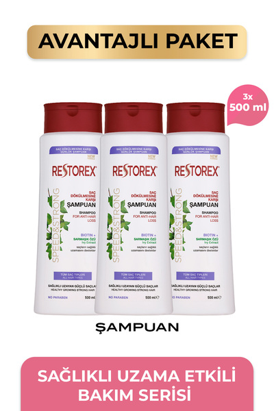 Restorex Speed Strong Saç Dökülmesine Karşı Şampuan 3 x 500 Ml
