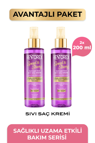 Restorex Speed Strong Işıltılı Bakım Sıvı Saç Kremi 2 x 200 Ml
