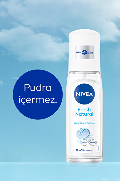 NIVEA Kadın Pump Sprey Deodorant Fresh Natural 75ml, 48 Saat Ter Koruması, Pudrasız, Alüminyum İçermez