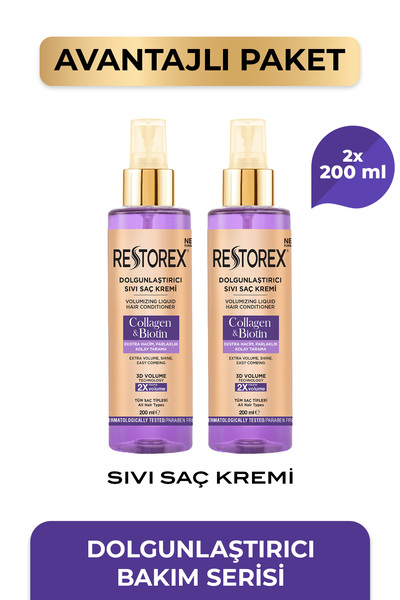 Restorex Kolajen & Biotin Dolgunlaştırıcı Sıvı Saç Kremi 2 x 200 Ml