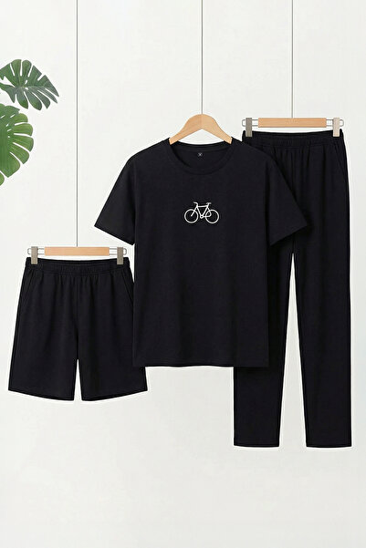 Trendyol Collection Set de pijamale cu broderie, negru, cu potrivire normală,...