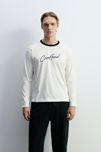 LEFTIES Чоловіча піжама з довгими рукавами та контрастною горловиною