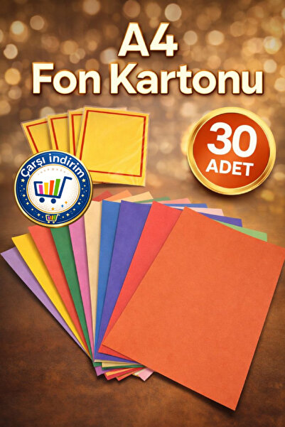 nistabolje 30 Adet A4 Boyutu Fon Kartonu 24x34 Karışık Renkli Kırtasiye ve Ho...