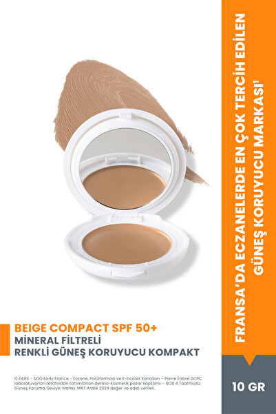Avene Cremă solară bej compactă SPF0+ compactă de culoare deschisă cu filtru ...