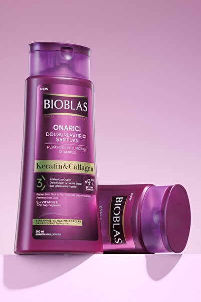 Bioblas Keratin & Kolajen Onarıcı Dolgunlaştırıcı Saç Bakım Şampuanı 3 x 360 Ml İnce ve Yıpranmış Saçlar