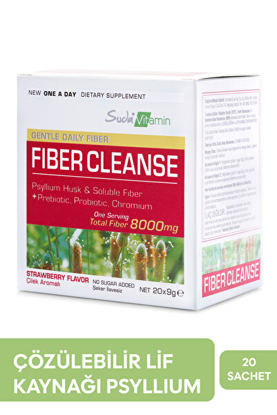 Suda Vitamin Fiber Cleanse Psyllium Lif,İnülin(Prebiyotik),Krom + 1 Milyar Pr...