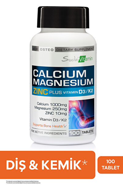 Suda Vitamin Kalsiyum Magnezyum Çinko D3&K2 İçeren, Kas ve Kemik Sağlığı Dest...