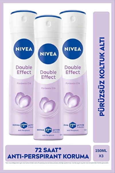 NIVEA Kadın Sprey Deodorant Double Effect 150ml, 72 Saat Anti-perspirant Ter ...
