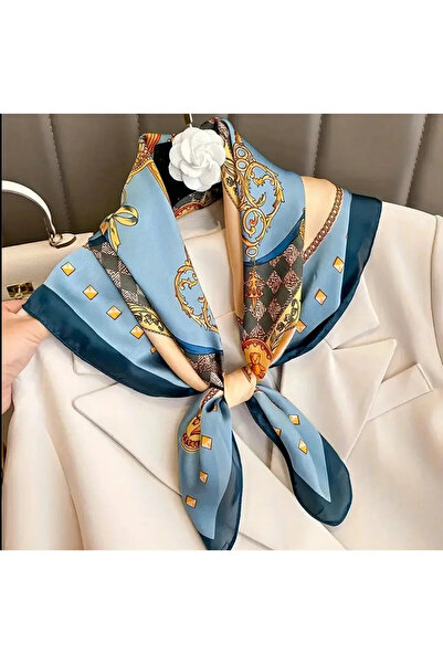 Zess store Barok desenli zincirli saten fular