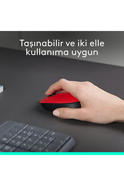 logitech M171 USB Alıcılı Kablosuz Kompakt Mouse, Kırmızı 910-004641