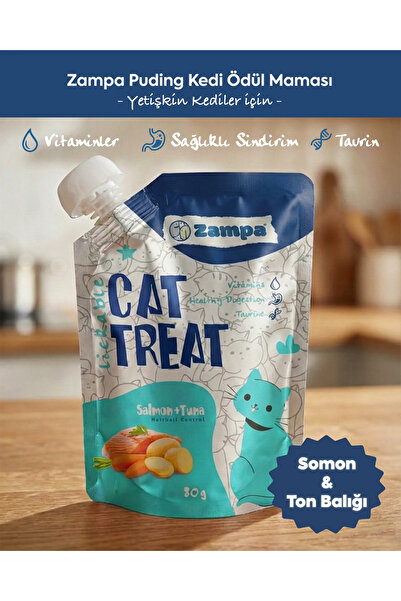 Zampa Puding Kedi Ödülü - Somon & Ton Balıklı - 80g