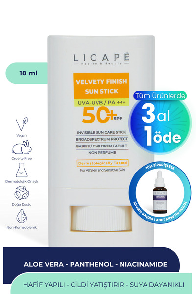 Licape Yüksek Koruma Suya Dayanıklı Tüm Yaş Grubuna Uygun Stick 50 Faktör Gün...