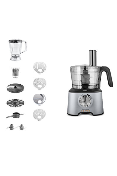 Karaca ماسترمايد باور 10 في 1 - محضر طعام فضي، 2000 وات