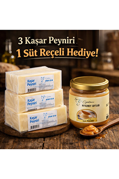 NiyaziBey Çiftliği Taze Kaşar Peynir 3 Kg. *SÜT REÇELİ HEDİYE*