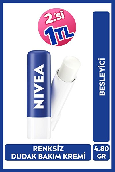 NIVEA Besleyici Renksiz Nemlendirici Dudak Bakım Kremi 4.8gr, Kuru ve Çatlak ...