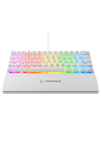Rampage Plower Mini Mekanik Klavye Bilek Destekli Blue Switch Gaming Klavye Oyuncu Klavyesi Beyaz