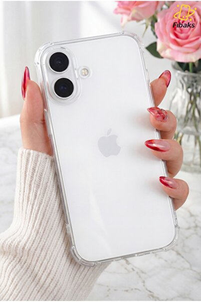 Fibaks iPhone 16 Kılıf Antishock Darbe Emici Kamera Korumalı Yumuşak Esnek Şe...