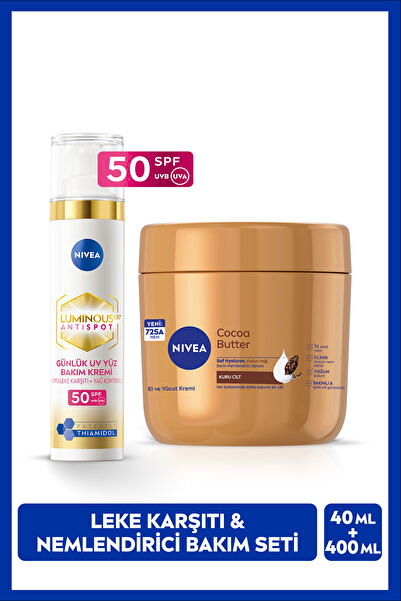 NIVEA Luminous630 Leke Karşıtı Vücut Bakım Kremi 200ml ve Cocoa Butter Nemlen...