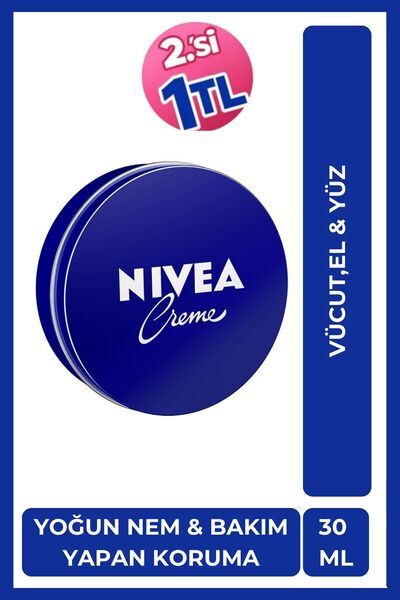 NIVEA Nemlendirici Creme 30ml, Yoğun Nemlendirici, Bakım Yapan Koruma,Eucerit...
