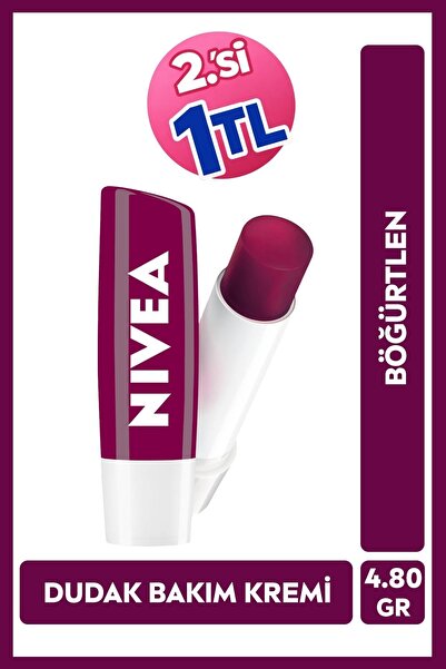 NIVEA Böğürtlen Renkli Dudak Bakım Kremi 4.8gr, Nemlendirici, Hafif Bordo Işı...