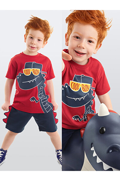 Denokids Cool Dino Boy's Summer T-shirt Σετ σορτς