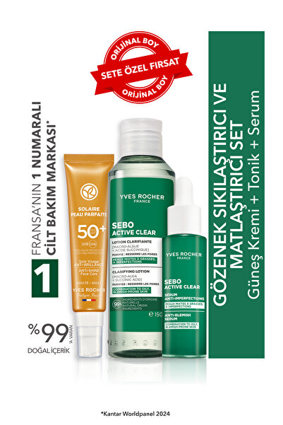 Yves Rocher Gözenek Sıkılaştırıcı ve Matlaştırıcı Set- Güneş Kremi 50+SPF 40 ...