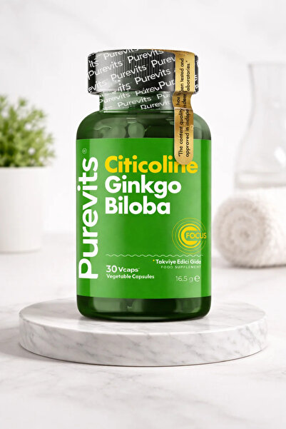 Purevits Ginkgo Biloba Citicoline + Focus - 30 Vegan Kapsül