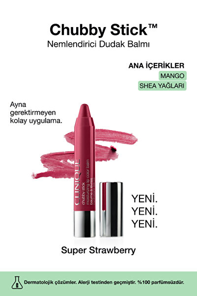Clinique Chubby Stick™ Nemlendirici Dudak Balmı - Renk: Super Strawberry 3g |...