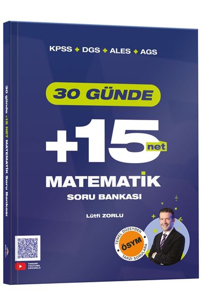 KR Akademi Yayınları KPSS DGS ALES AGS 30 Günde Matematik +15 Net Soru Bankası