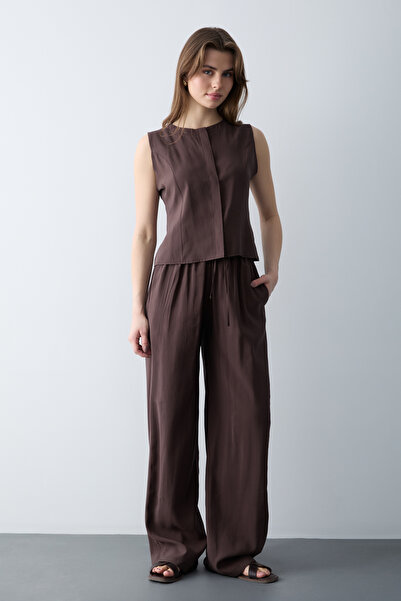 Trendyol Collection Smeđa Modal izgled bluza pantalone Tkano donji - gornji s...