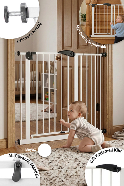 Wellgro Pro 110-120 cm Çocuk Güvenlik Kapısı, Merdiven Korkuluğu ve Kapı Koru...