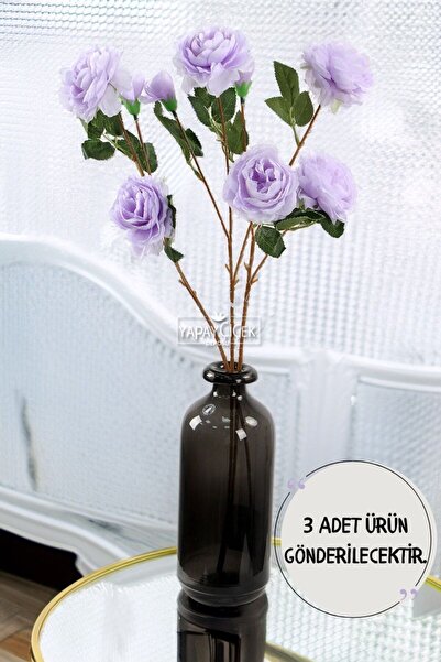 Yapay Çiçek Deposu Yapay Çiçek Pastel 3 Adet Çöl Gülü 60 cm Mor