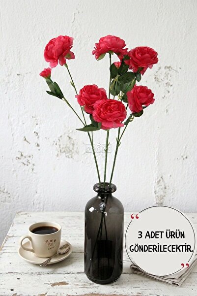 Yapay Çiçek Deposu Yapay Çiçek Pastel 3 Adet Çöl Gülü 60 cm Fuşya