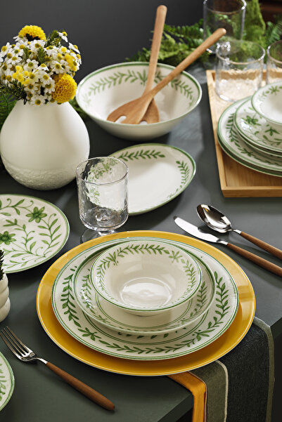 Kütahya Porselen Flora 27 Parça 6 Kişilik Yemek Takımı Yeşil