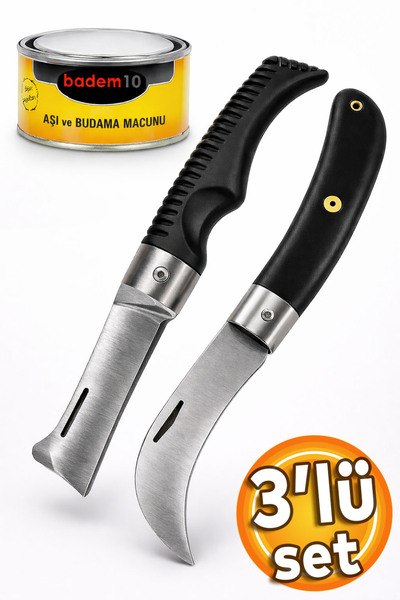 Badem10 Plastik Saplı Bıçak Çakı Soğuk Aşı Macunu Profesyonel Çelik Eğri Uç B...