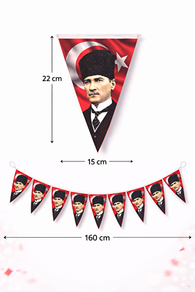 Huzur Party Store Atatürk Baskılı Flama Kendinden Ipe Dizili Ipli Kağıt Ay Yı...