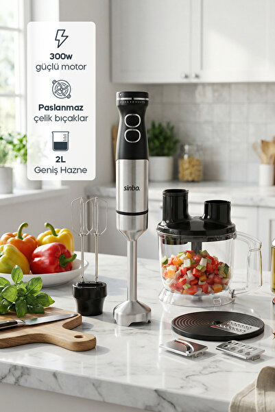 Sinbo Shb-7533 Multifunctional Hand Blender Set |   Chopper, Beater, and Grat...