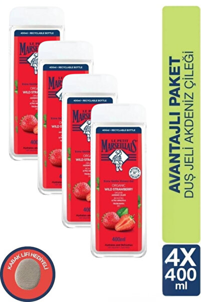 Le Petit Marseillais Akdeniz Çileği Nemlendirici Banyo ve Duş Jeli 400ml x 4 ...