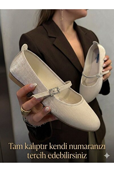 İncimoda Bež Satin Ženske ortopedske baletske cipele Flats Memori Sole Round ...