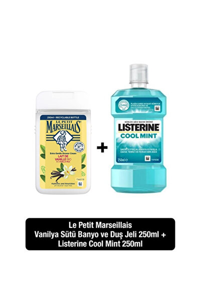 Le Petit Marseillais vanilya sütü duş jeli 250 ml + Listerine cool mint 250 ml