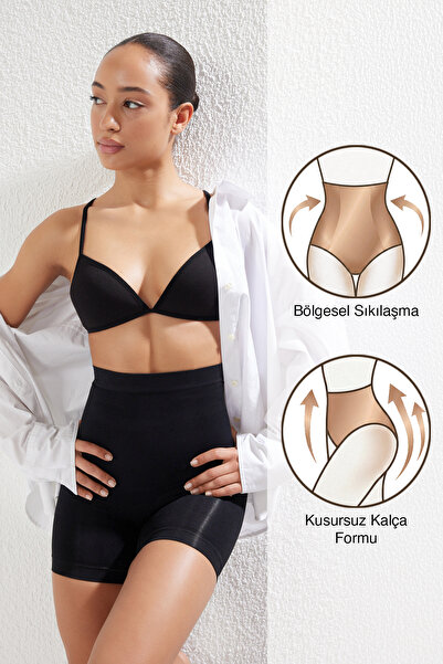 Trendyol Collection Visokog struka crni bešavni korset sa pletenim šortskama ...