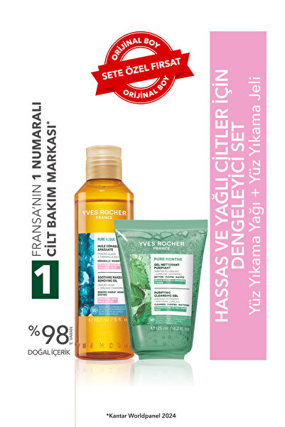 Yves Rocher Hassas ve Yağlı Ciltler Dengeleyici Set-Yüz Yıkama Yağı 150ml &Yü...