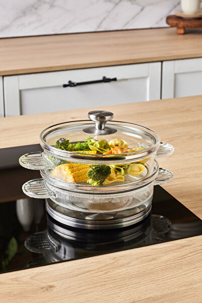 Karaca York Borosilikat Cam 2 Katlı Buhar Tenceresi 18 cm