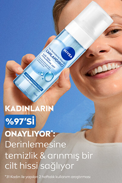 NIVEA Canlandırıcı Yüz Temizleme Köpüğü 150ml, Karma Normal Cilt, Aloe Vera, Hyaluronik Asit, Ferahlatıcı