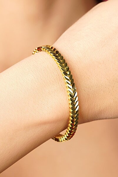 Fiyonk Kuyumculuk 14 Ayar Altın Yaprak Kelepçe Bilezik – Doğanın Zarafeti, Al...