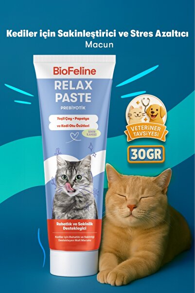 BioFeline Stres ve Huzursuzluk Azaltıcı Kediler İçin Malt Macunu, Doğal Sakin...
