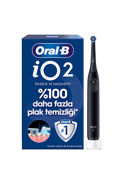 Oral-B iO2 Siyah Şarjlı/Elektrikli Diş Fırçası, 1 Fırça Başlığı, Tek Şarjda 4...