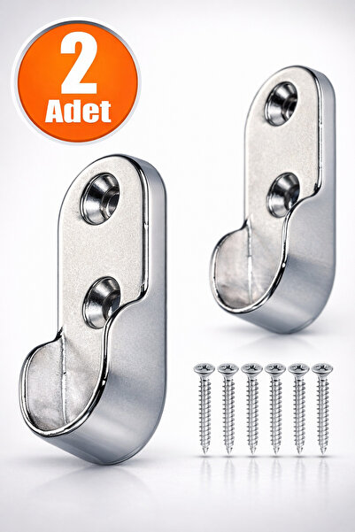 Badem10 Mobilya Boru Askı Flanşı Krom Oval Dolap Içi Elbise Gardırop Askılık ...