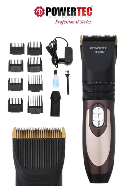 POWERTEC TR-6500 Profesyonel Yedek Bataryalı Şarjlı Saç Sakal Tıraş Makinesi
