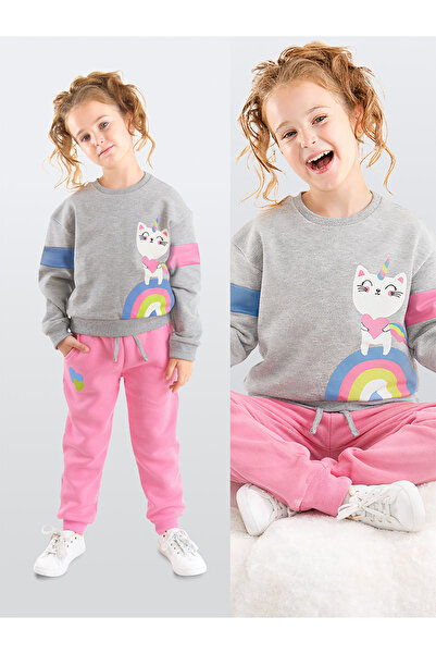 Denokids Dievčenská zimná tepláková súprava Rainbow Cat